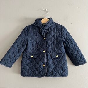 Janie and Jack Navy Blue Bow Quilted Gold Snap Equestrian Pockets Sz 2T